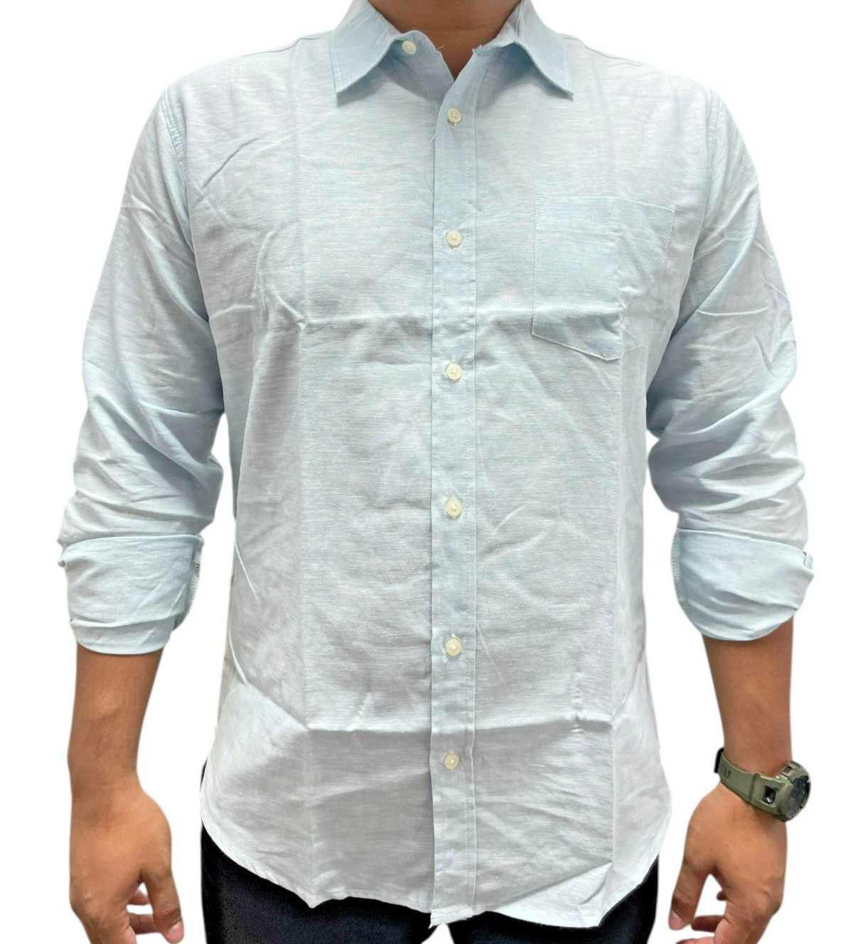 Mens Summer Long Sleeve Button Down Casual Formal Cotton Thin Shirt Top 41-57