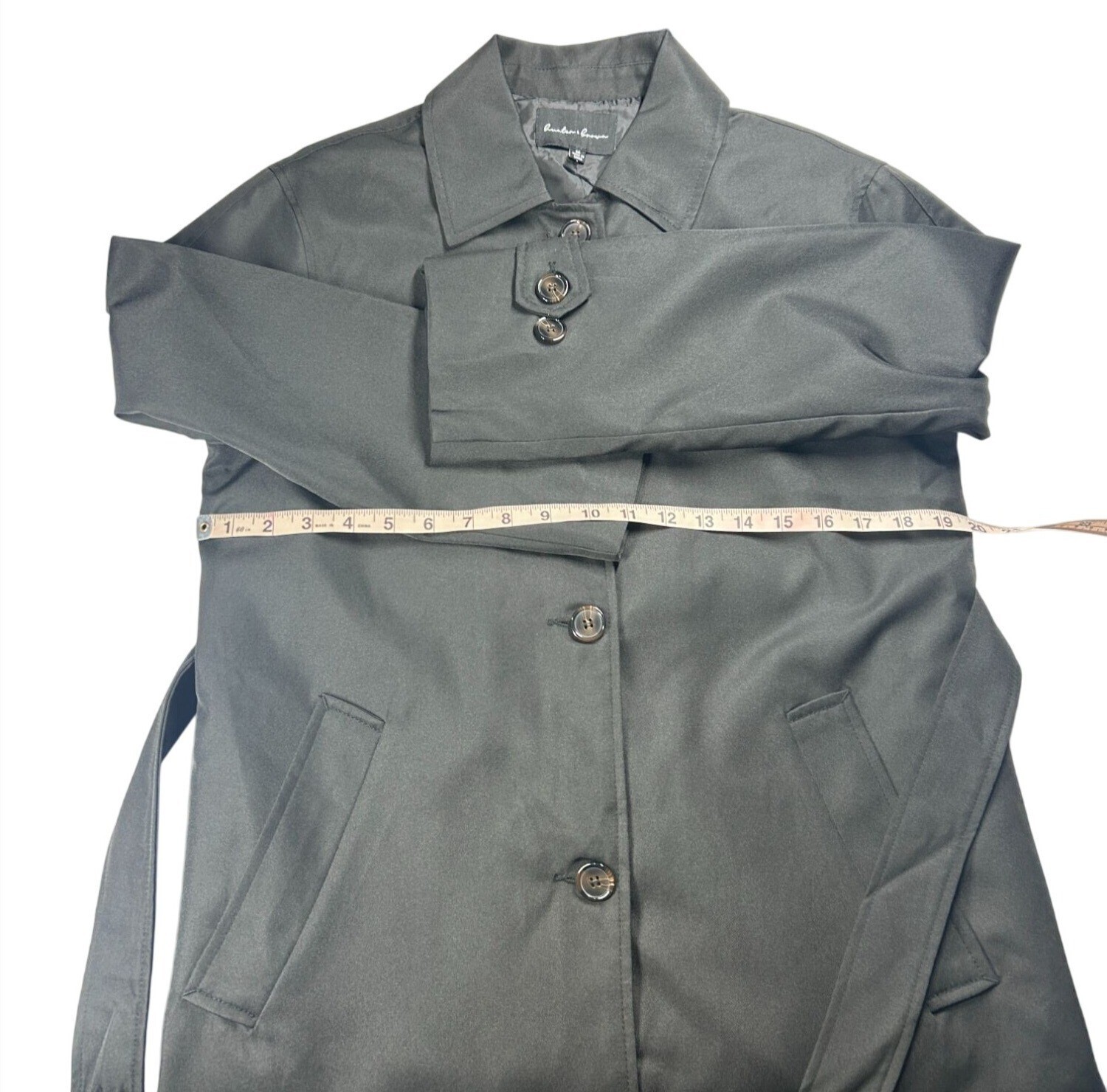 Hunter & Monroe Button-Up Belted Trench Coat Women’s Size Medium Black
