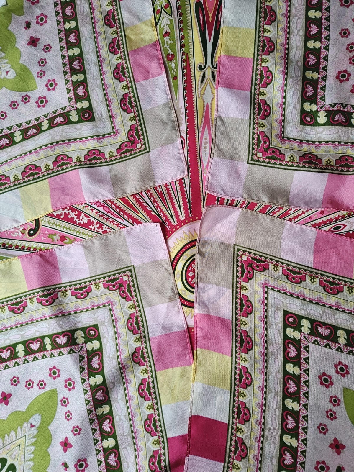 Vintage Talbots Silk Scarf- Paisley Sunburst Carnival ~35in square Ex.Cond.