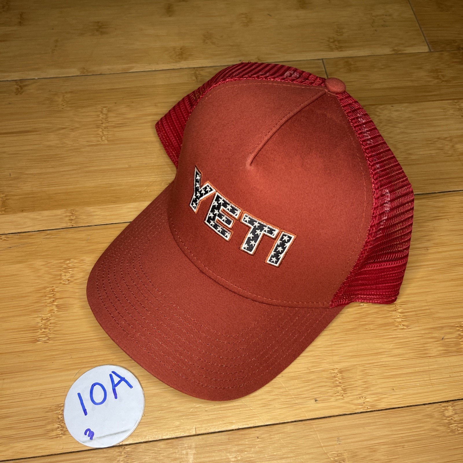 YETI Coolers Red Washed 2Tone A-Frame Mesh USA Flag Patriotic Snapback Hat VG