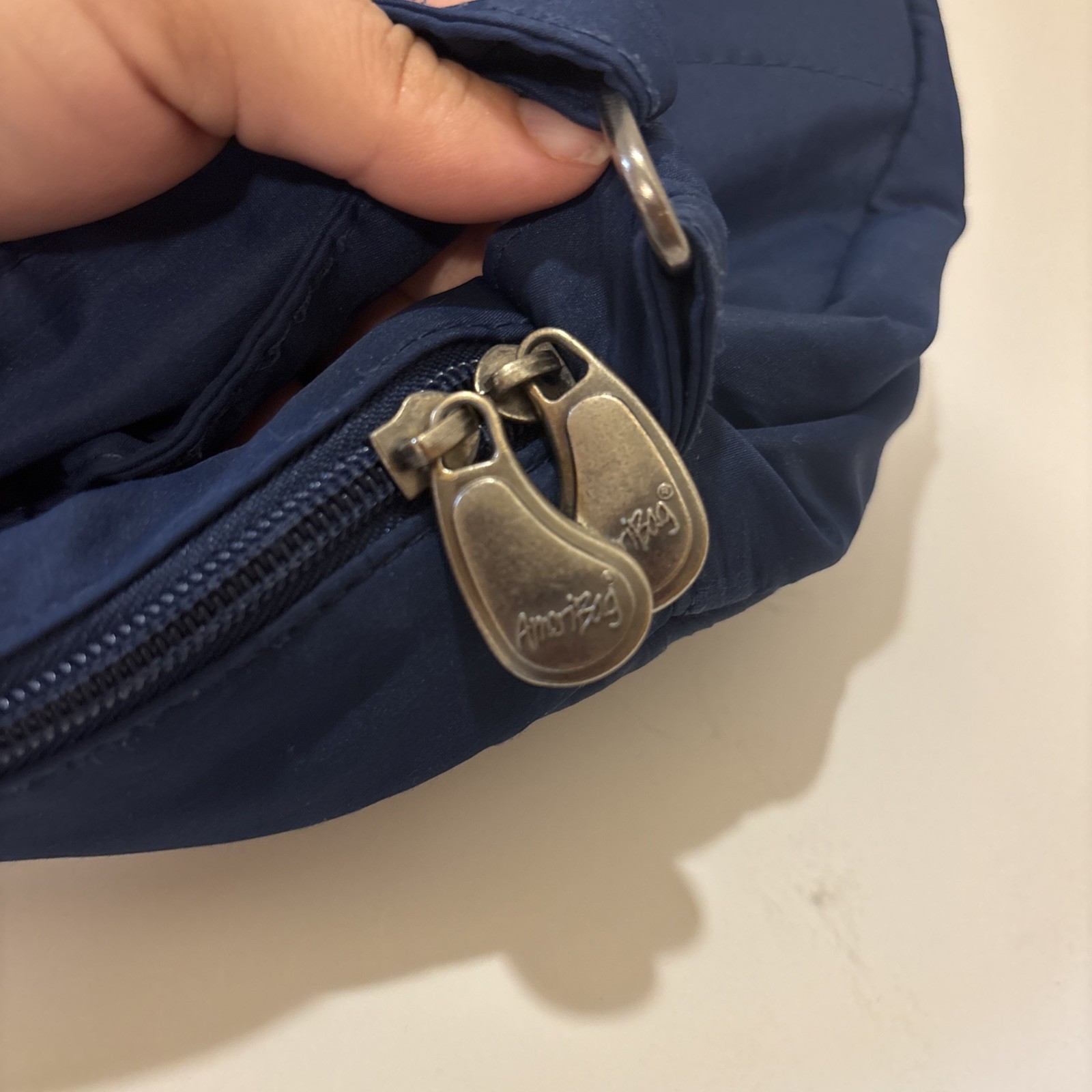 AmeriBag Healthy Back Bag Backpack Crossbody Sling Day Pack Adjustable Navy Blue