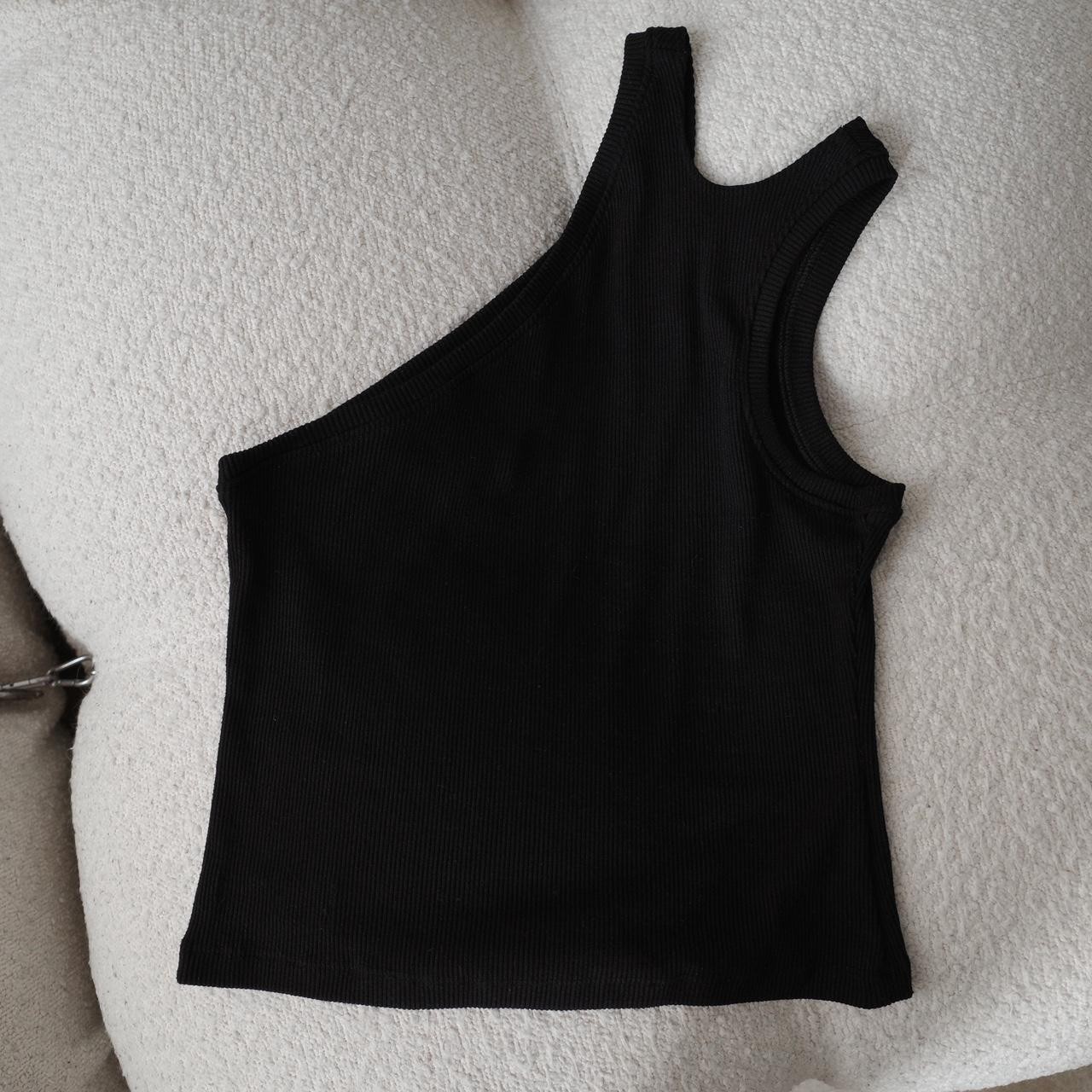 EEGEE ASYMMETRICAL RIBBED TANK TOP (BLACK)