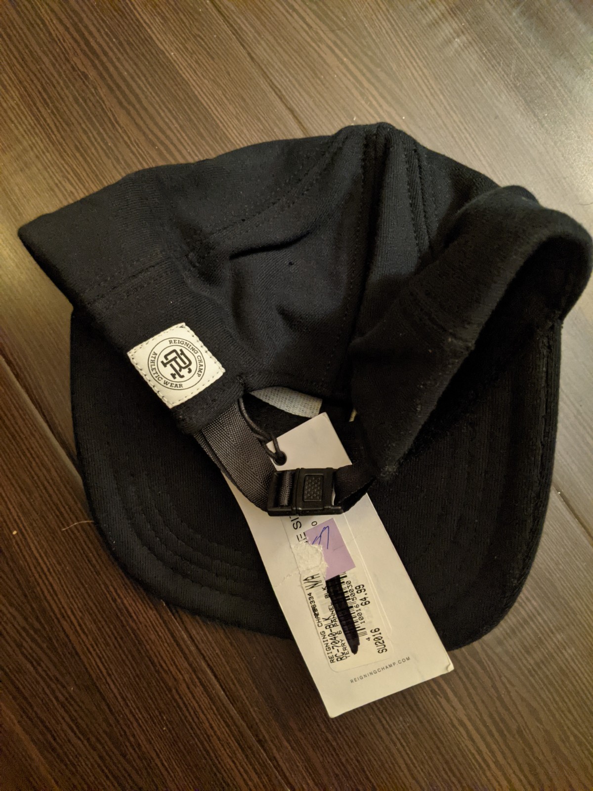 Reigning Champ 100 Cotton Cap O/S Black Adjustable Strap Logo Made in Canada