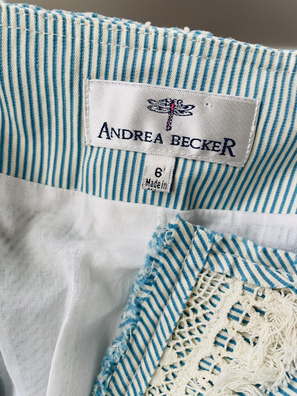 Andrea Becker Southern Charm Striped Jacket Blazer 6 Blue Striped Pintuck