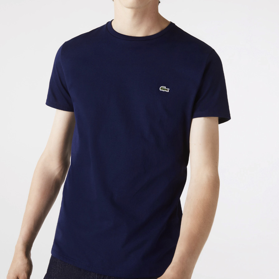 *NEW* Men Lacoste Crew Neck Pima Cotton Jersey T-shirts Navy (TH6709 166)