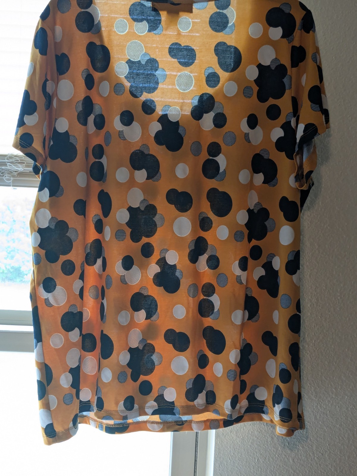 80 Park Plus 2X Orange Polka Dot Scoop Neck Short Sleeve Chiffon Blouse