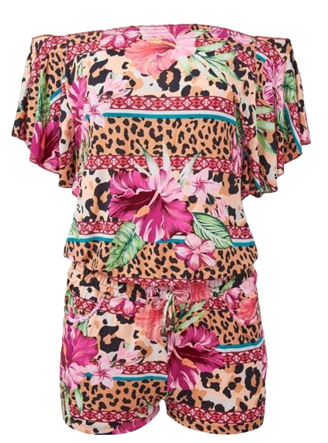 This Beautiful Beige Multicolor Romper from Venus – Perfect for any occasion.