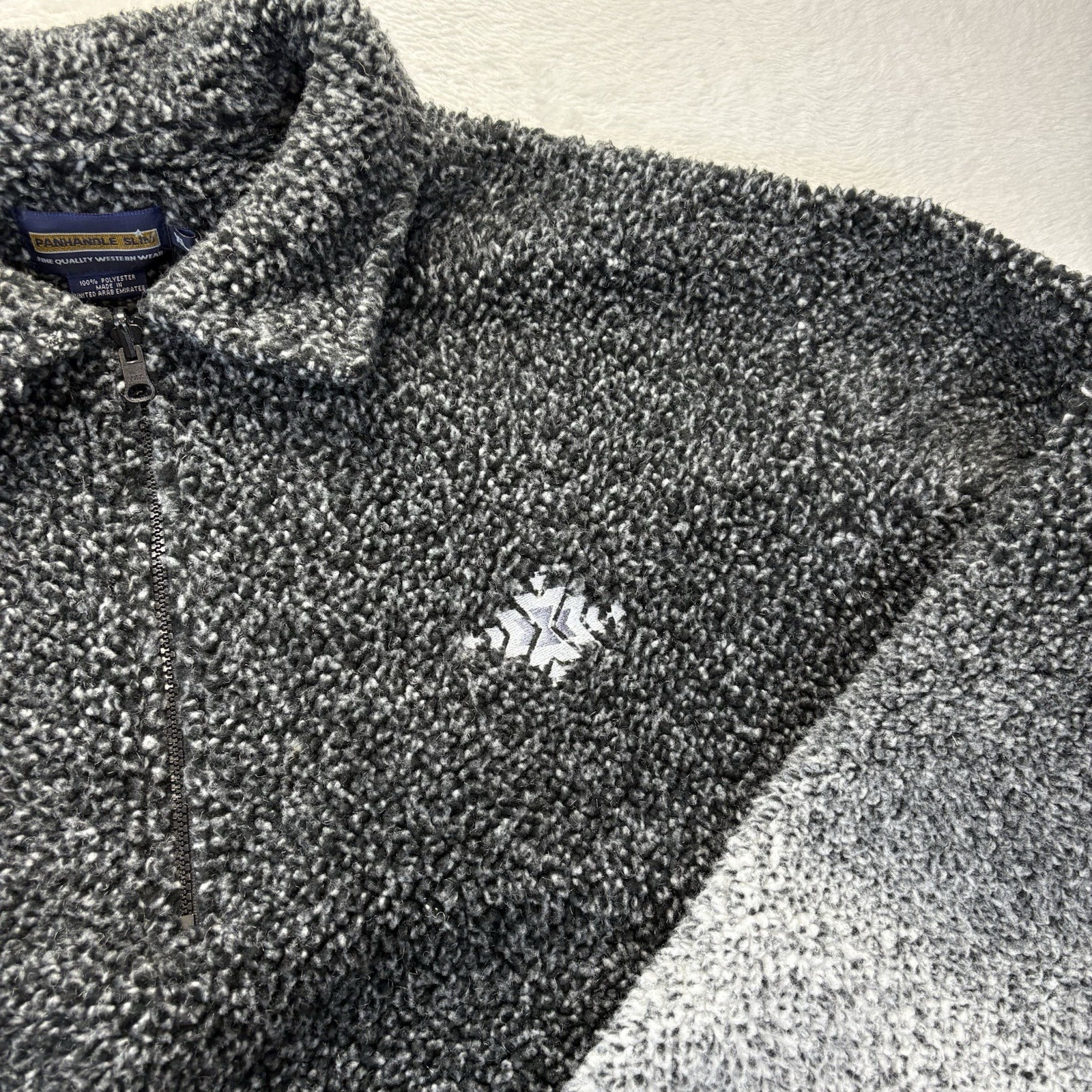 Panhandle Slim Pullover Men’s XL Gray Ombre Fleece Chunky 1/4 Zip Embroidered