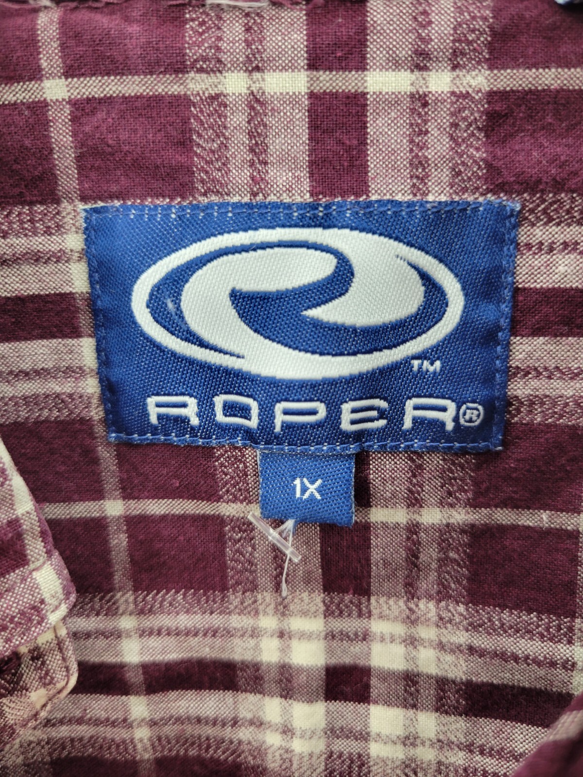 Roper Shirt Womens Plus 1X Maroon Plaid Long Sleeve Button Up Casual Outdoor