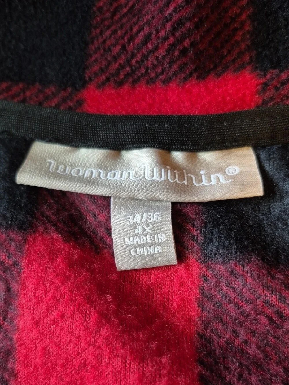 Woman Within Red & Black Buffalo Plaid Zip Front Vest – Size 4X