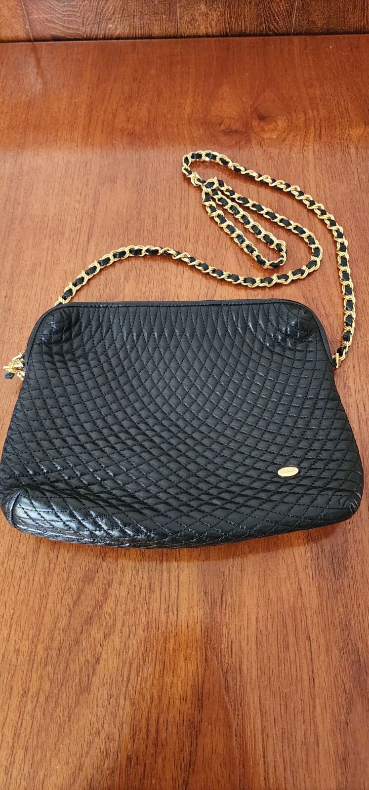 VTG Bally Black Quilted Lambskin Leather Chain Shoulder Bag Tassel Clutch
