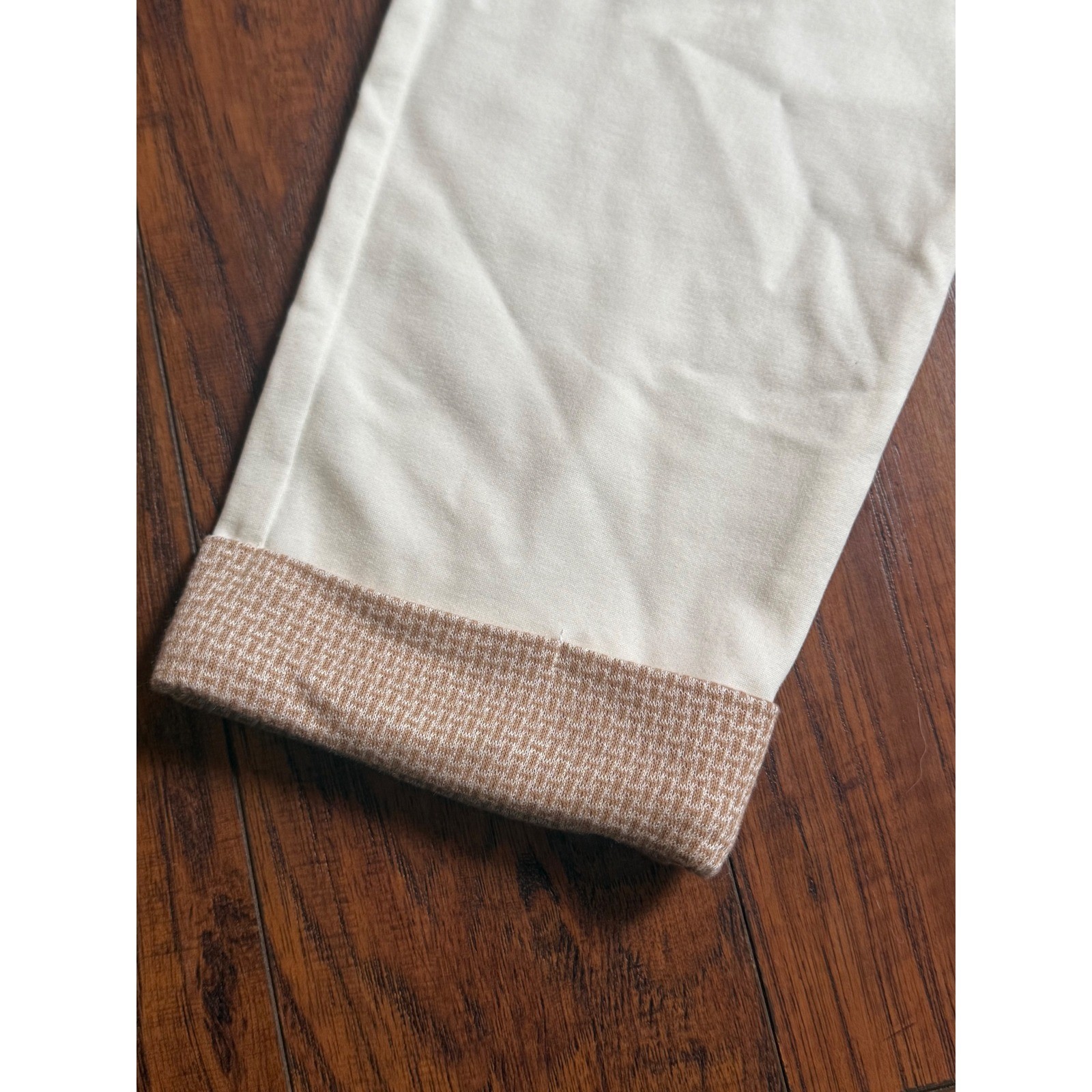 Coco + Carmen Womens Cream Jogger Lounge Pants Tan Patterned Trim L/XL