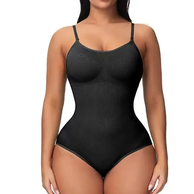 1 Piece Solid Seamless Brief Shaping Shapewear Bodysuit, Tummy Control Butt