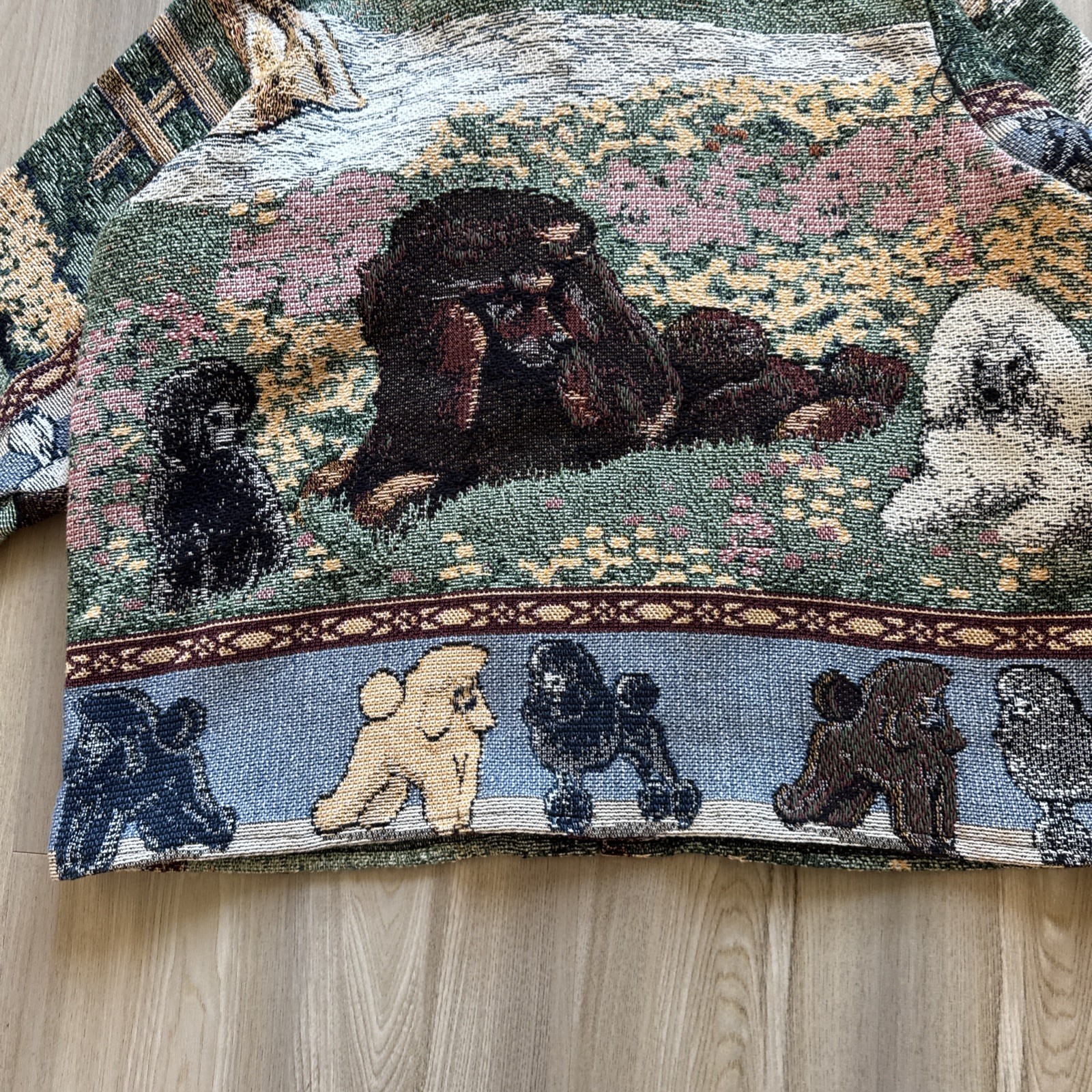 Vintage All Over Print Dog & Garden Stitched Cotton Bomber Jacket Men’s Medium