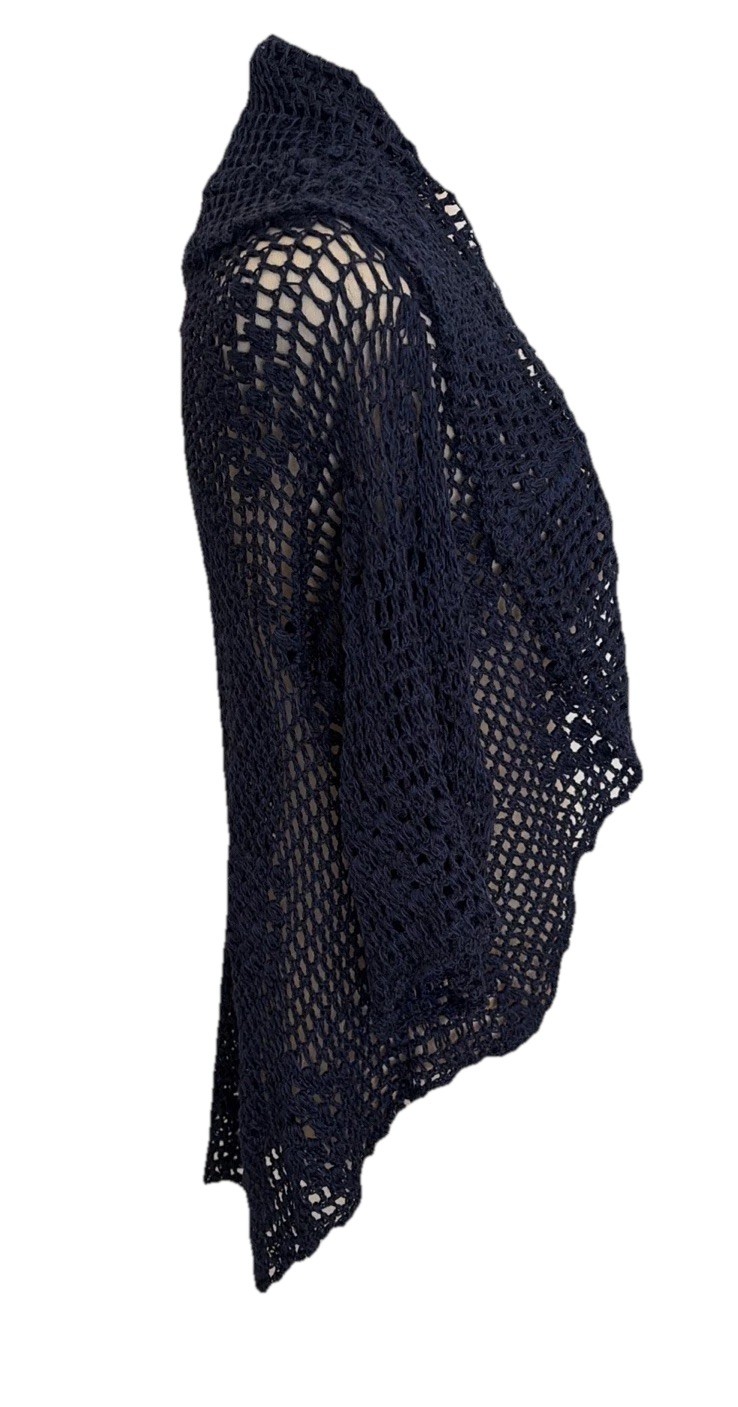 Crochet Open Front Cardigan Handmade Knit Granny Cottagecore Cabincore Blue