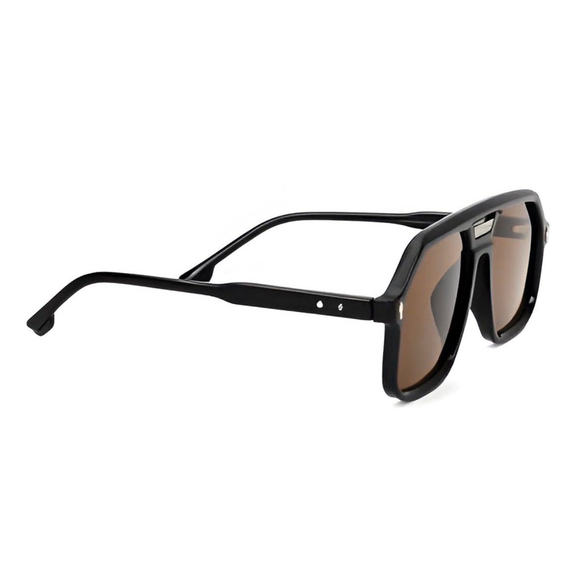 Oversized Flat Top Fancy Sunglasses Black Frame Brown Lens Square Shield 142mm
