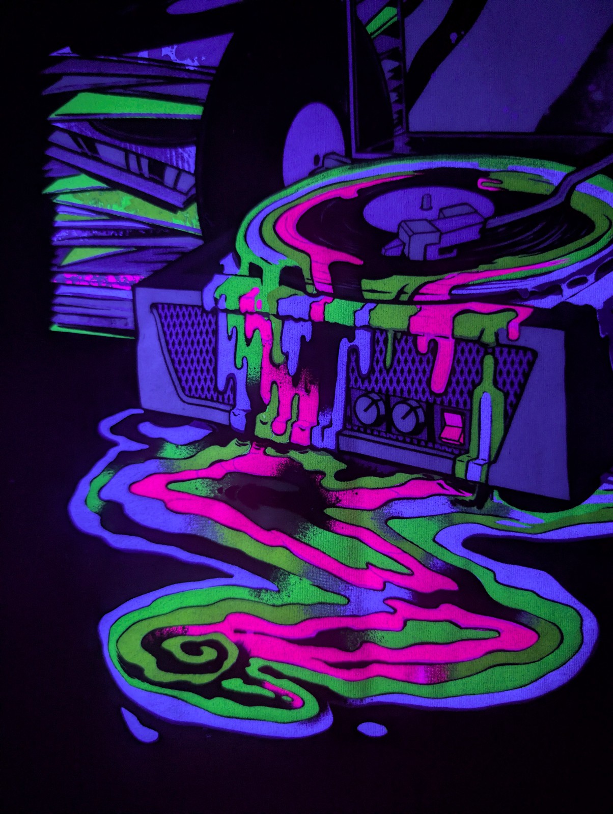 Into The AM Galactic Grooves II 2XL Black UV Reactive Shirt 24.5″ W X 31.5″ L