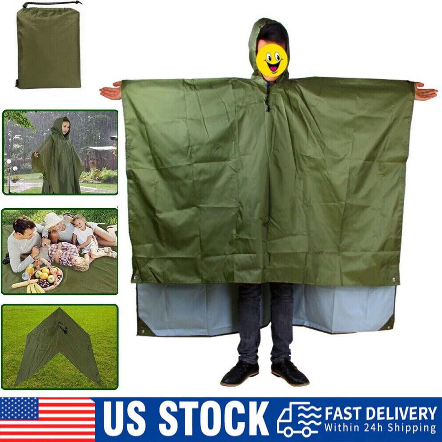 Heavy Duty Rain Poncho for Backpacking Waterproof Lightweight Adult Emergency