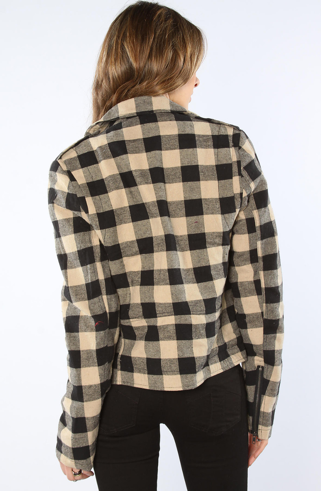TRIPP UNISEX FLANNEL QUILTED MOTORCYCLE ROCK MOTO BIKER PUNK COAT JACKET FL7545M