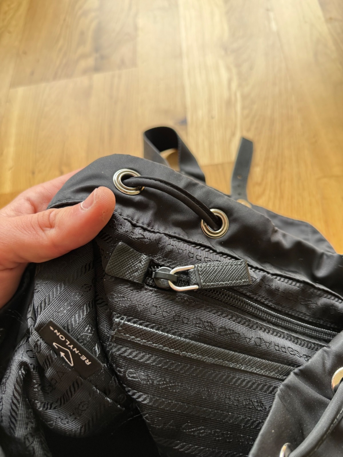 PRADA Re Nylon Buckle Closure Backpack Medium Black Nylon