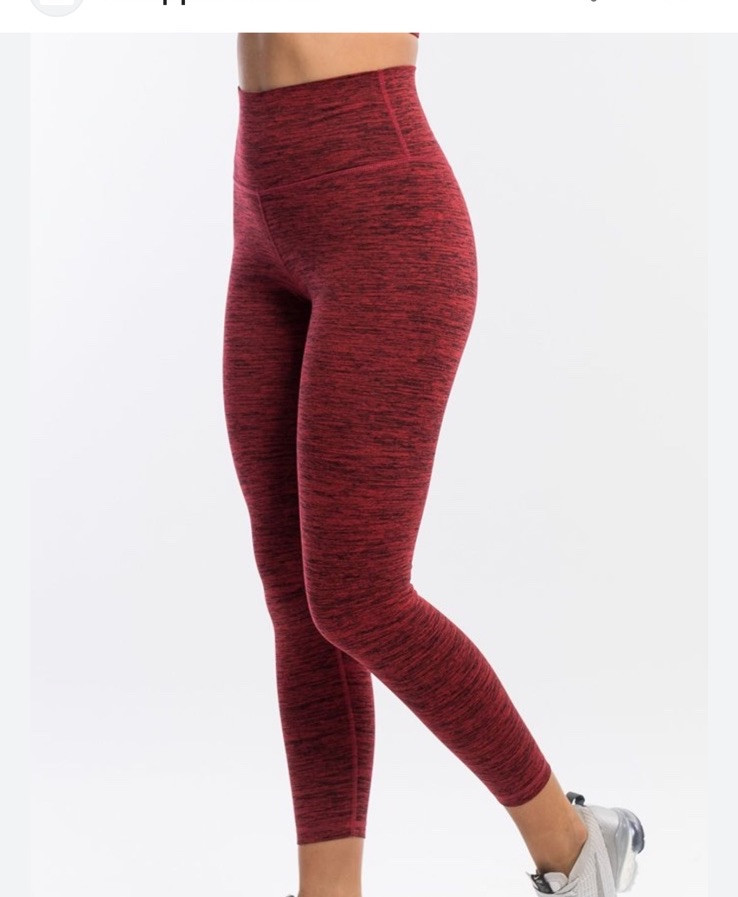 Echt Active Leggings – Berry Marl small flattering back seams red/black HRise