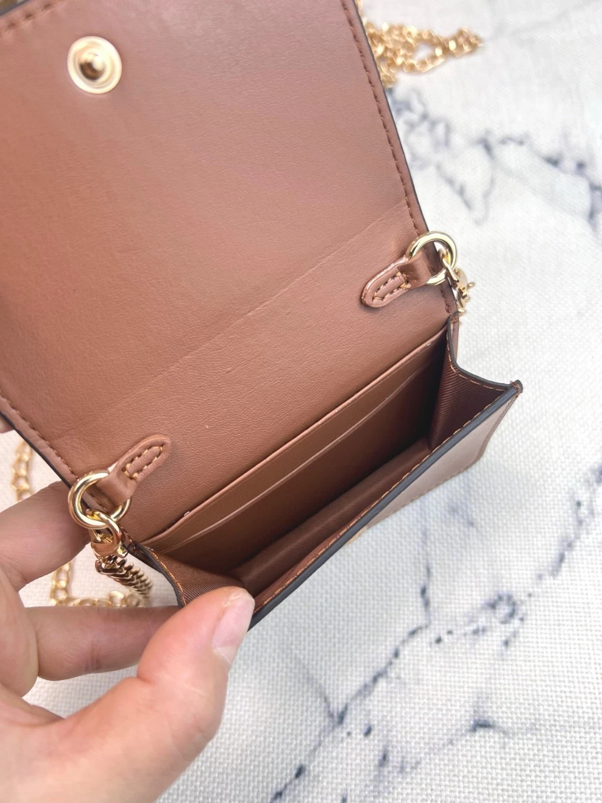 NWT Coach Mini Wallet On A Chain Signature Canvas With Charms C6650 NEW