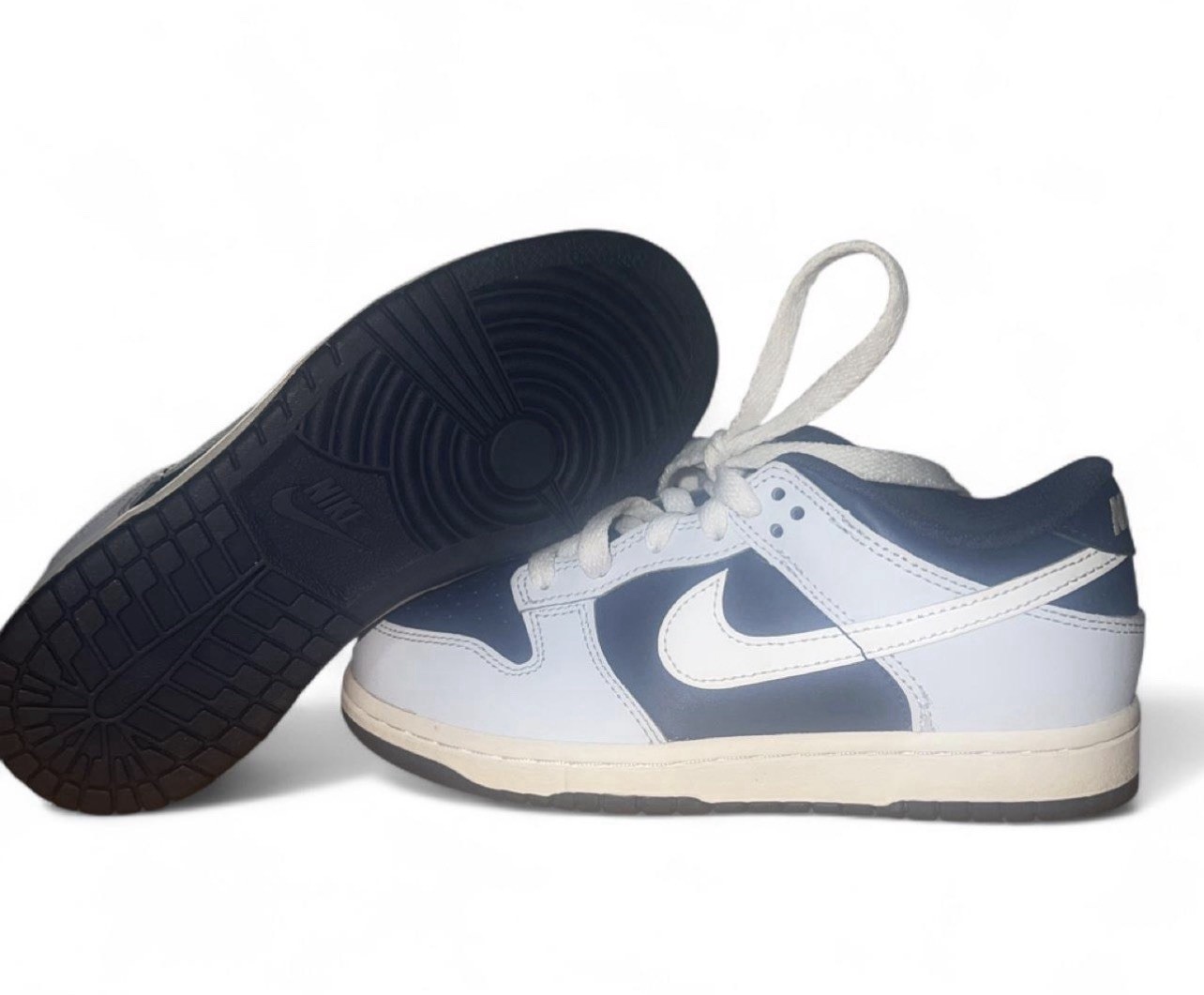 Nike Dunk Low White/Blue Unisex Kids US 1Y (Brand new No box )