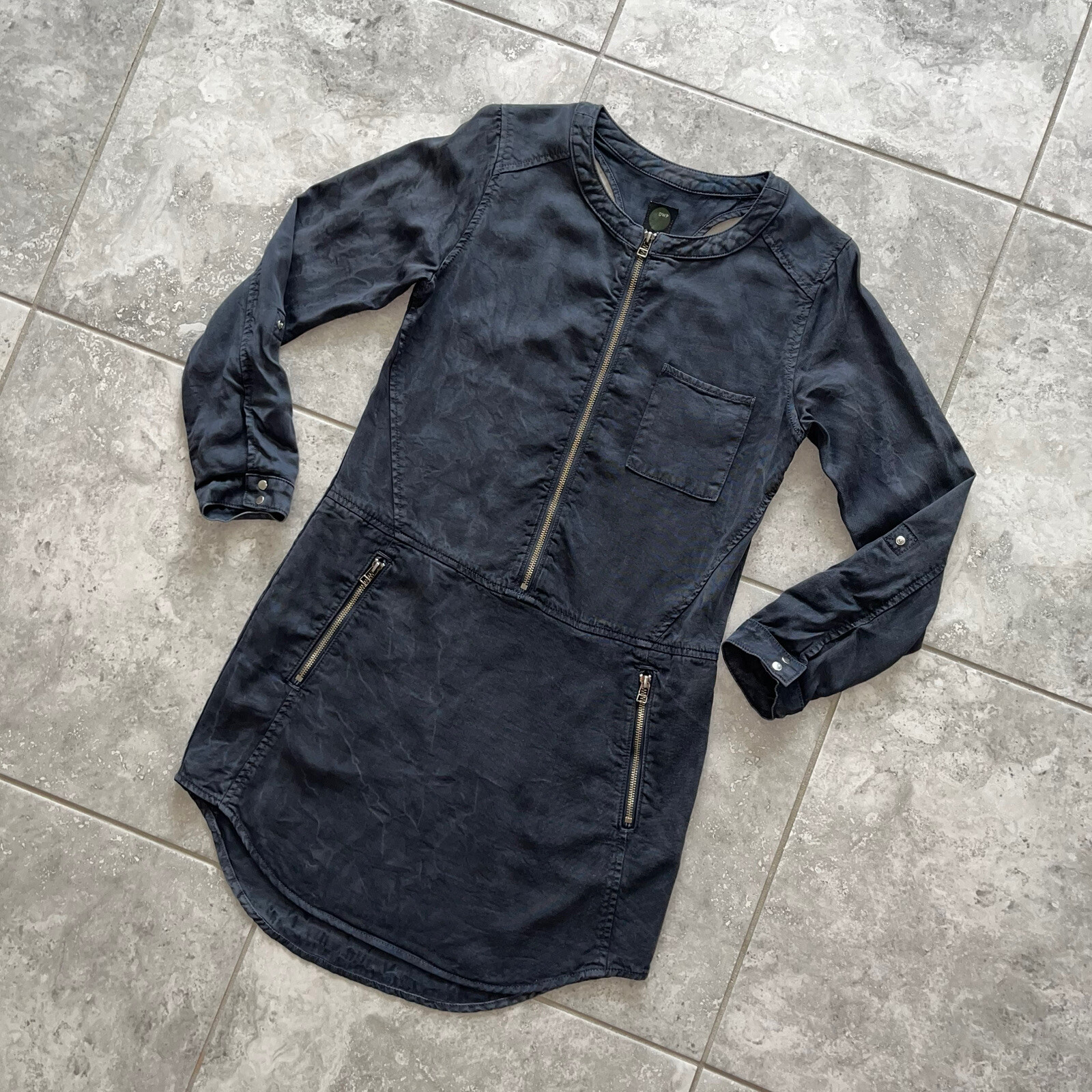 Design with Purpose DWP Vintage Ash Gray Chambray Tegan Shirt Dress Revolve S