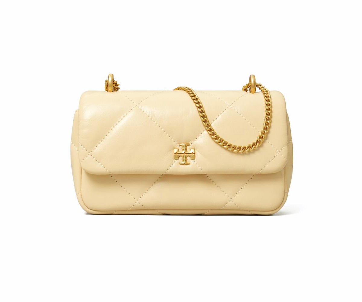 Tory Burch Mini Kira Vanilla Soft Serve Diamond Quilt Italian Leather Crossbody