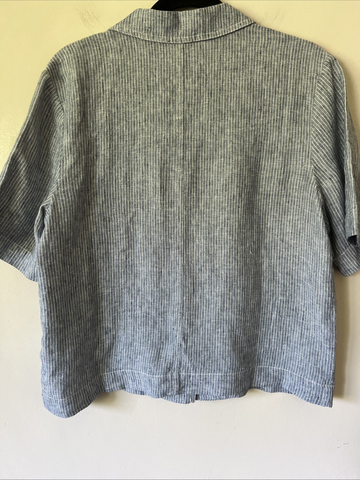 Everlane Boxy Linen Notch Collar Railroad Stripe Short Sleeve Button Down Size S