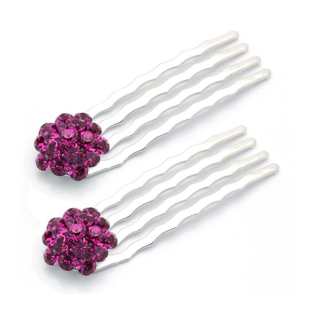 Hand Made Hair Jewelry swarovski crystal Cluster Mini Bridal Hair Comb Set of 2