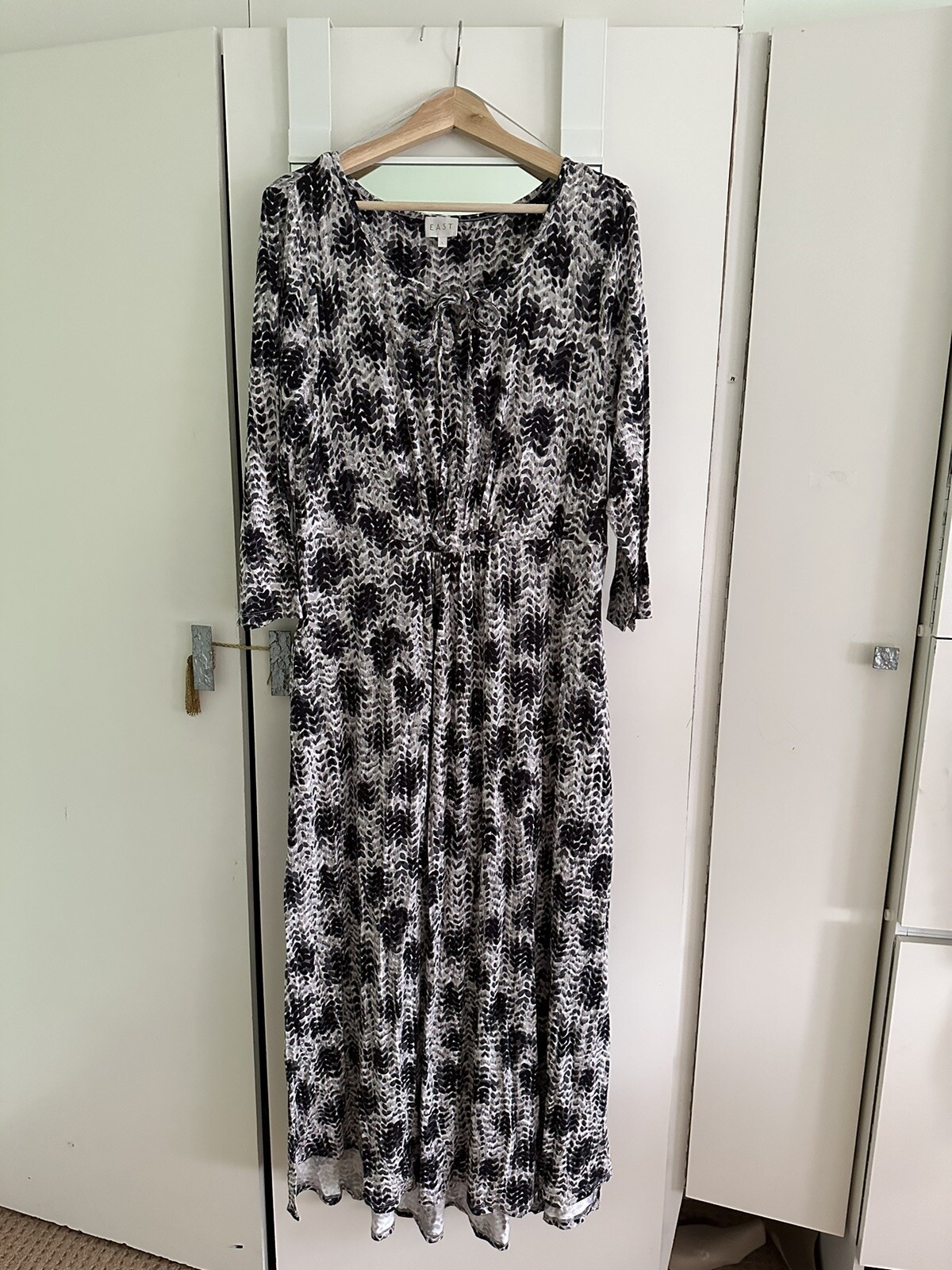 East Jersey Black & White Printed Maxi Dress Uk L