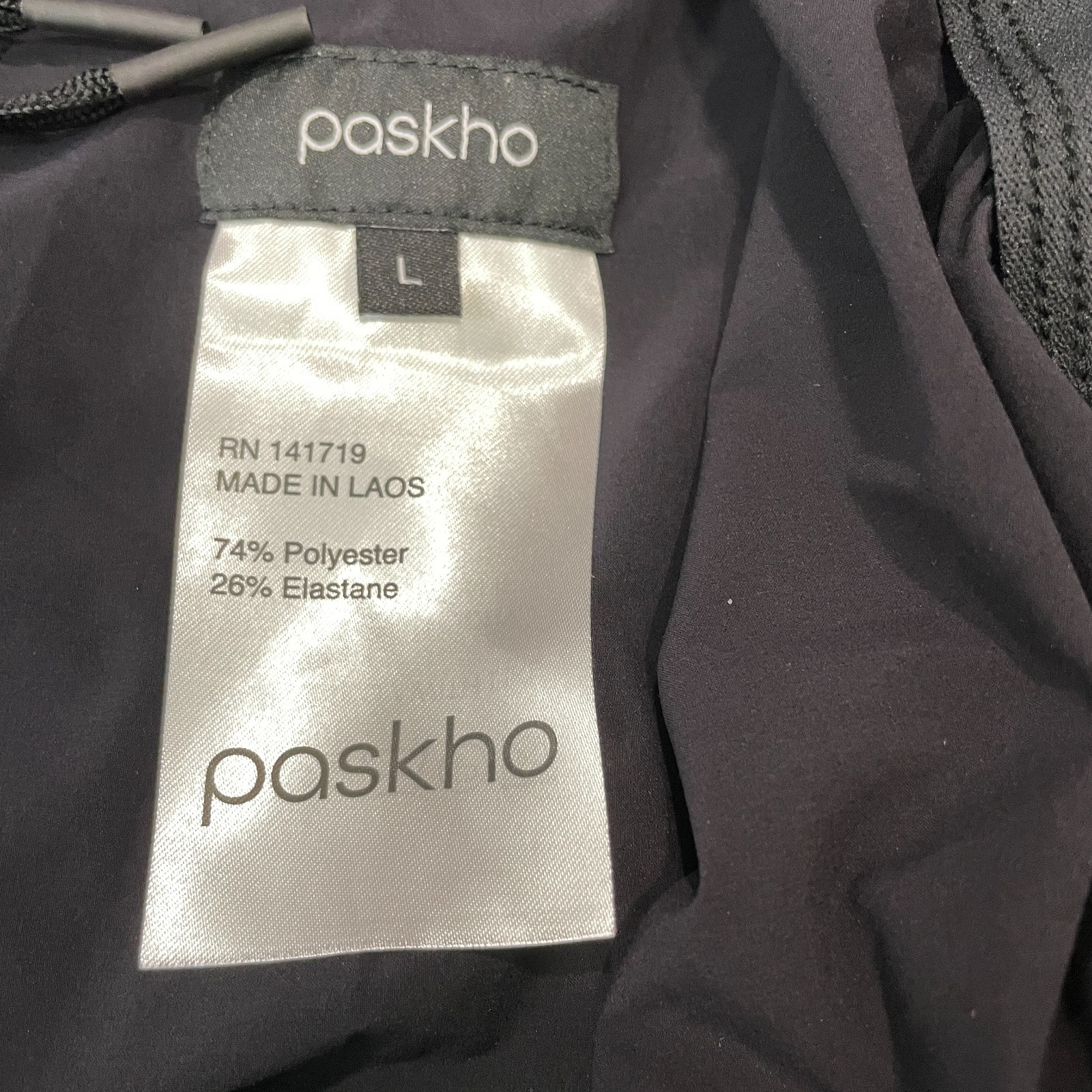 PASKHO Lightweight Travel Pants Black Women Size L Wide Leg Drawstring Waist