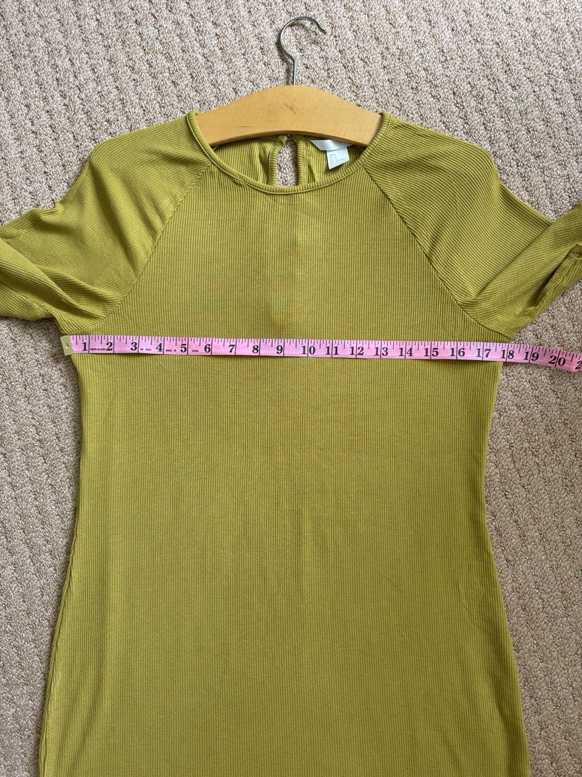 H&M Khaki Green Ribbed Jersey Tunic With Button Detail. Uk Size Large