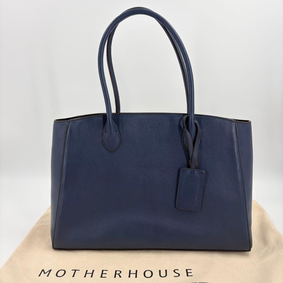 Motherhouse Leather Tote Bag A4 Business Brown Japan Near Mint 0612841