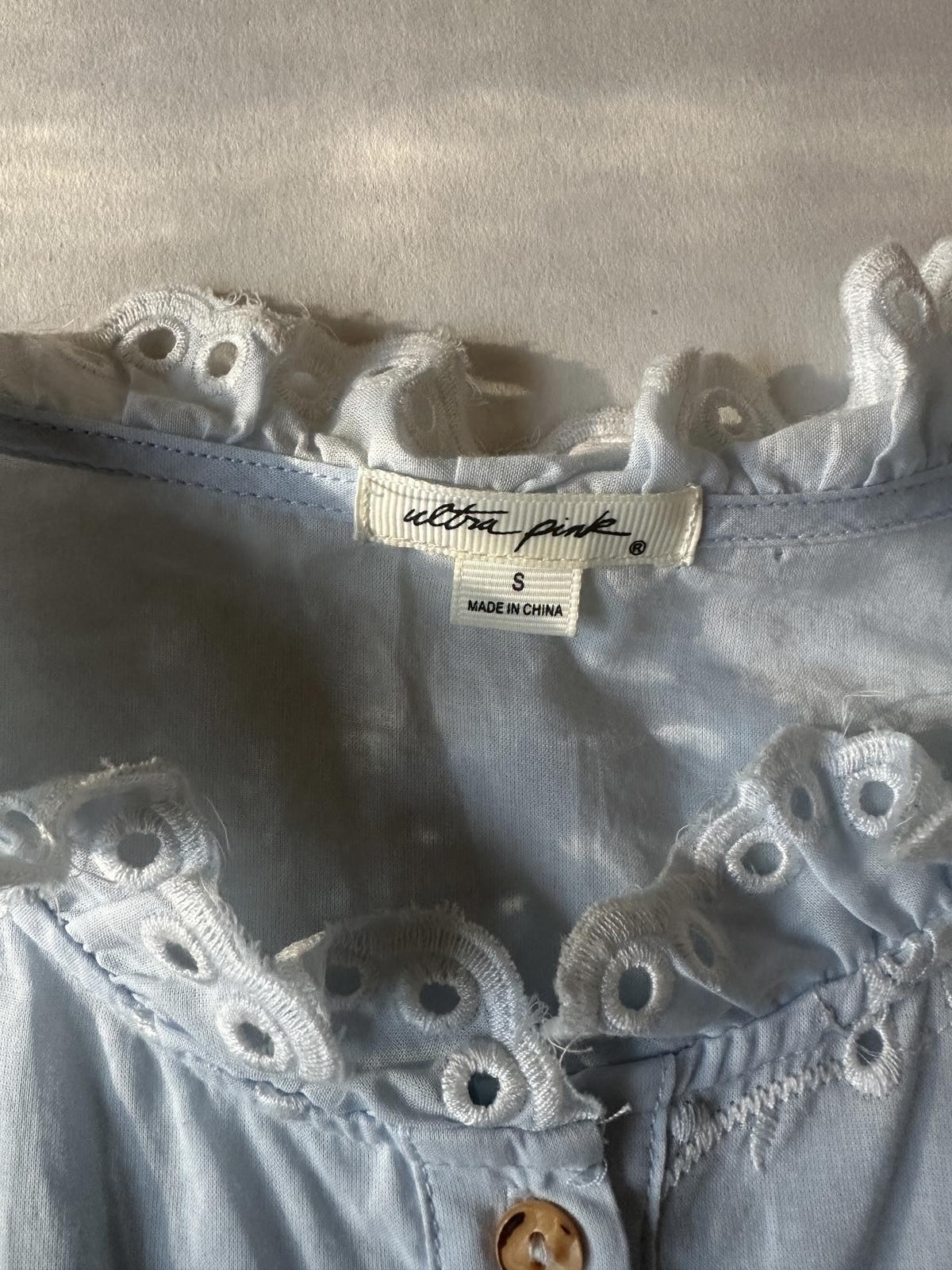 Light Blue Lace Button Up Shirt