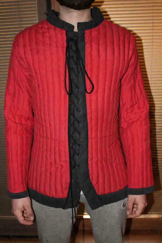 Hunting Middle Age Costume Medieval Gambeson Red & Black Color Good Looking