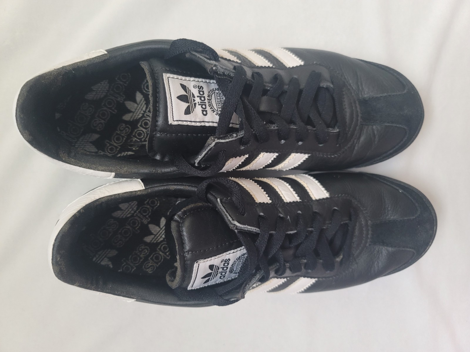 ADIDAS SAMOA Black White Men’s Size 9 Classic Leather Sneakers Pre-Owned
