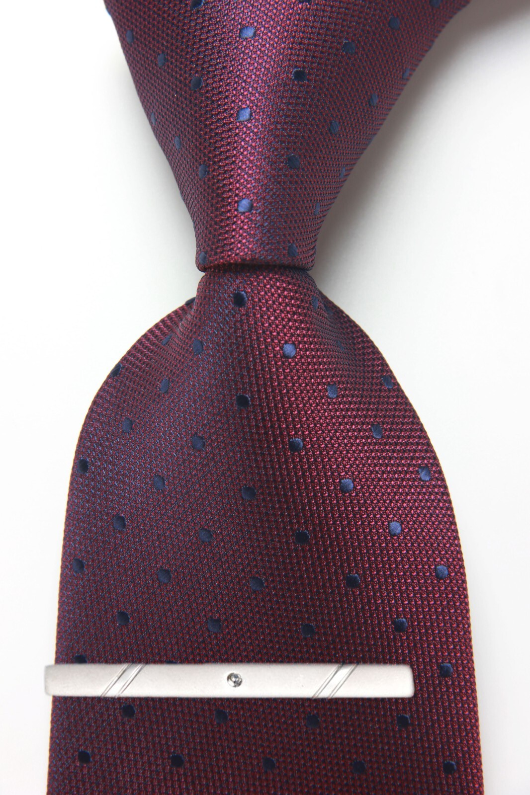 New Classic Polka Dot Red Blue JACQUARD WOVEN 100% Silk Men’s Necktie Tie