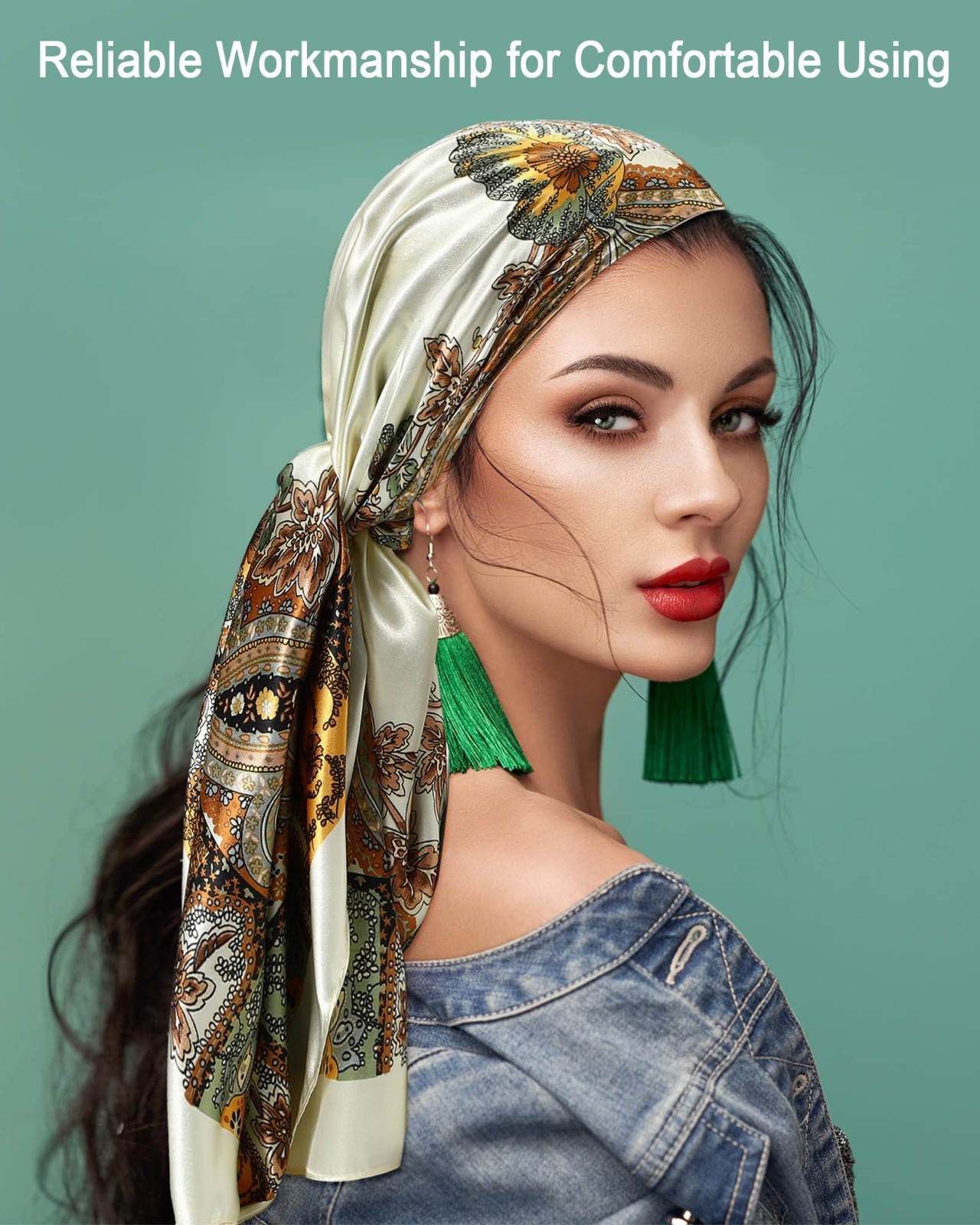 12 Pcs 35″ Large Square Satin Head Scarves for Women – Silk-Like Hair Wraps, Vin