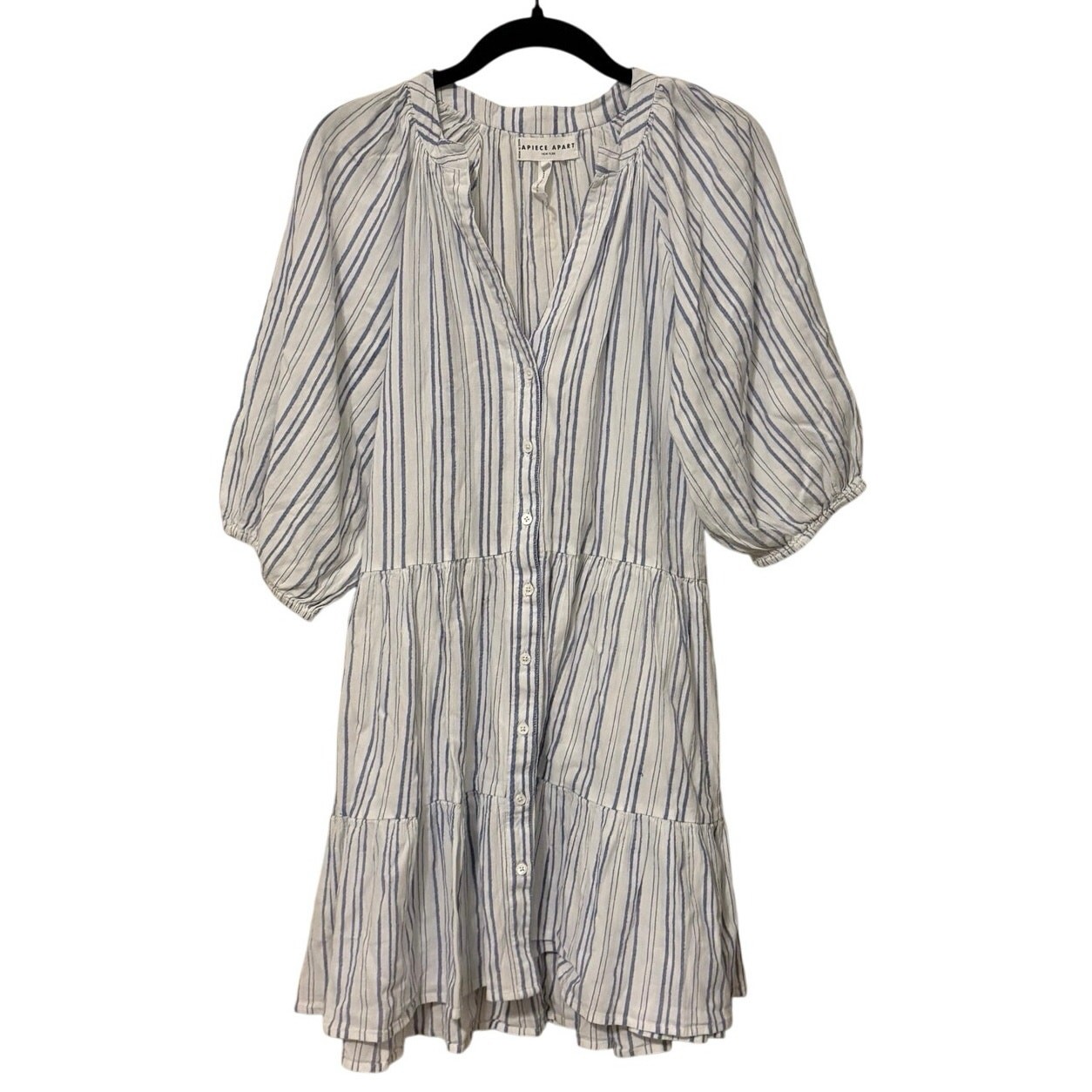 Apiece Apart 100% Cotton Blue White Striped Mini Dress Size XS