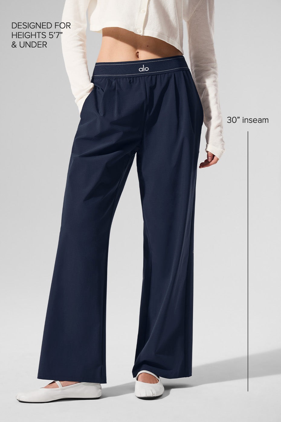 ALO Suit Up Trouser Navy Women’s Wide Leg Pants Size S M L
