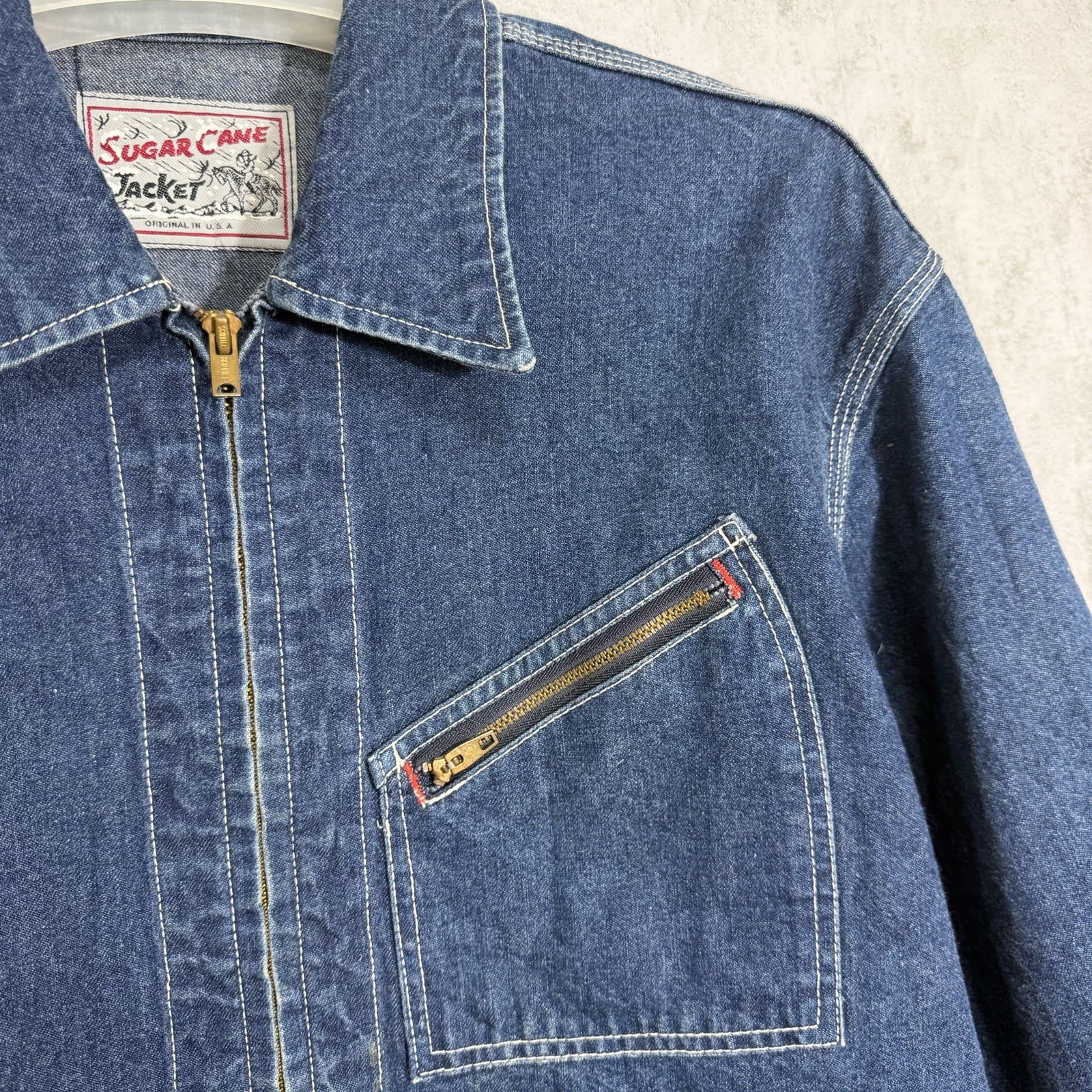Vintage Vtg Sugar Cane Denim Zip Jacket Large Mens Selvedge Iron Heart Momotaro