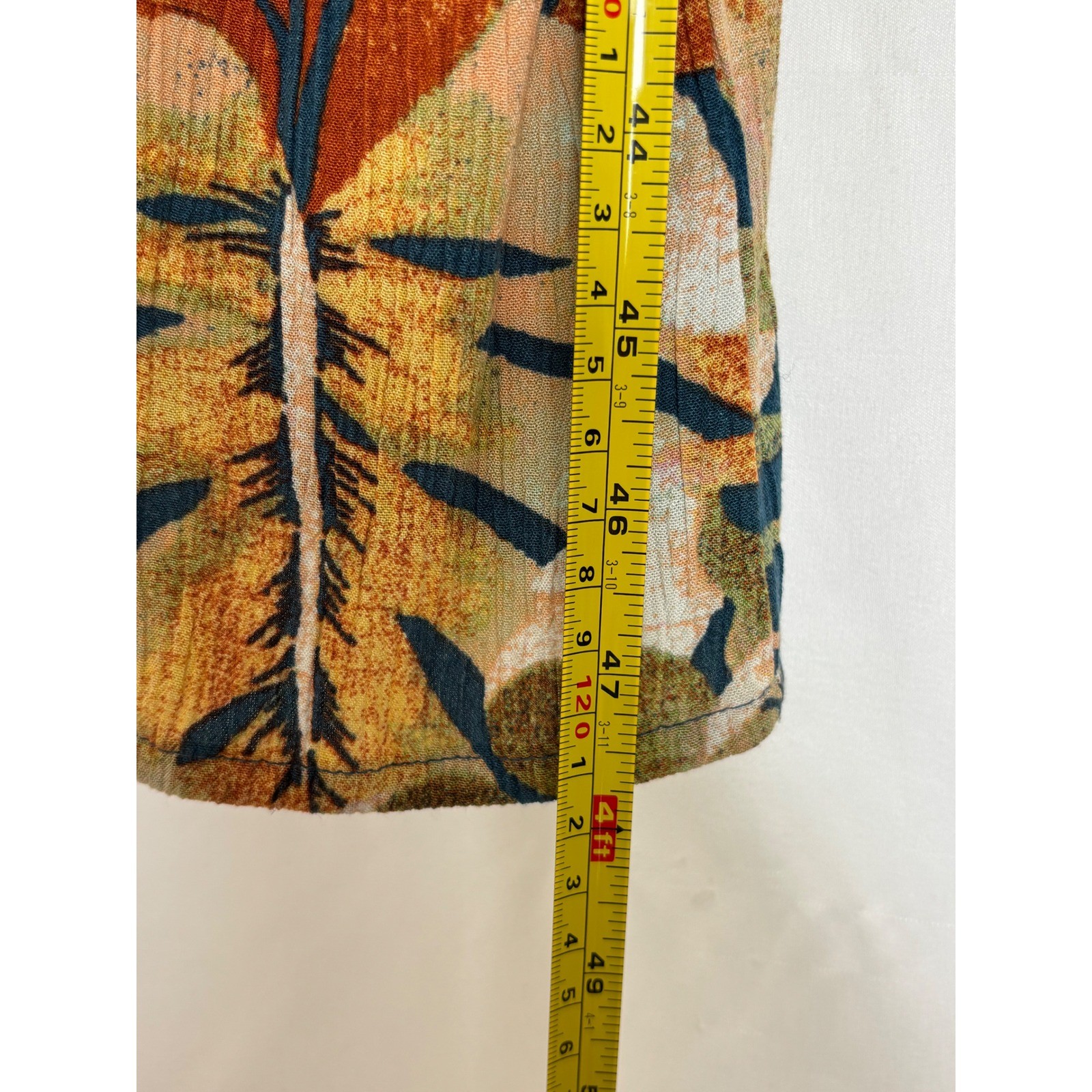 Natural Reflections Tropical Leaf Button Front Midi Dress XL Smocked Boho