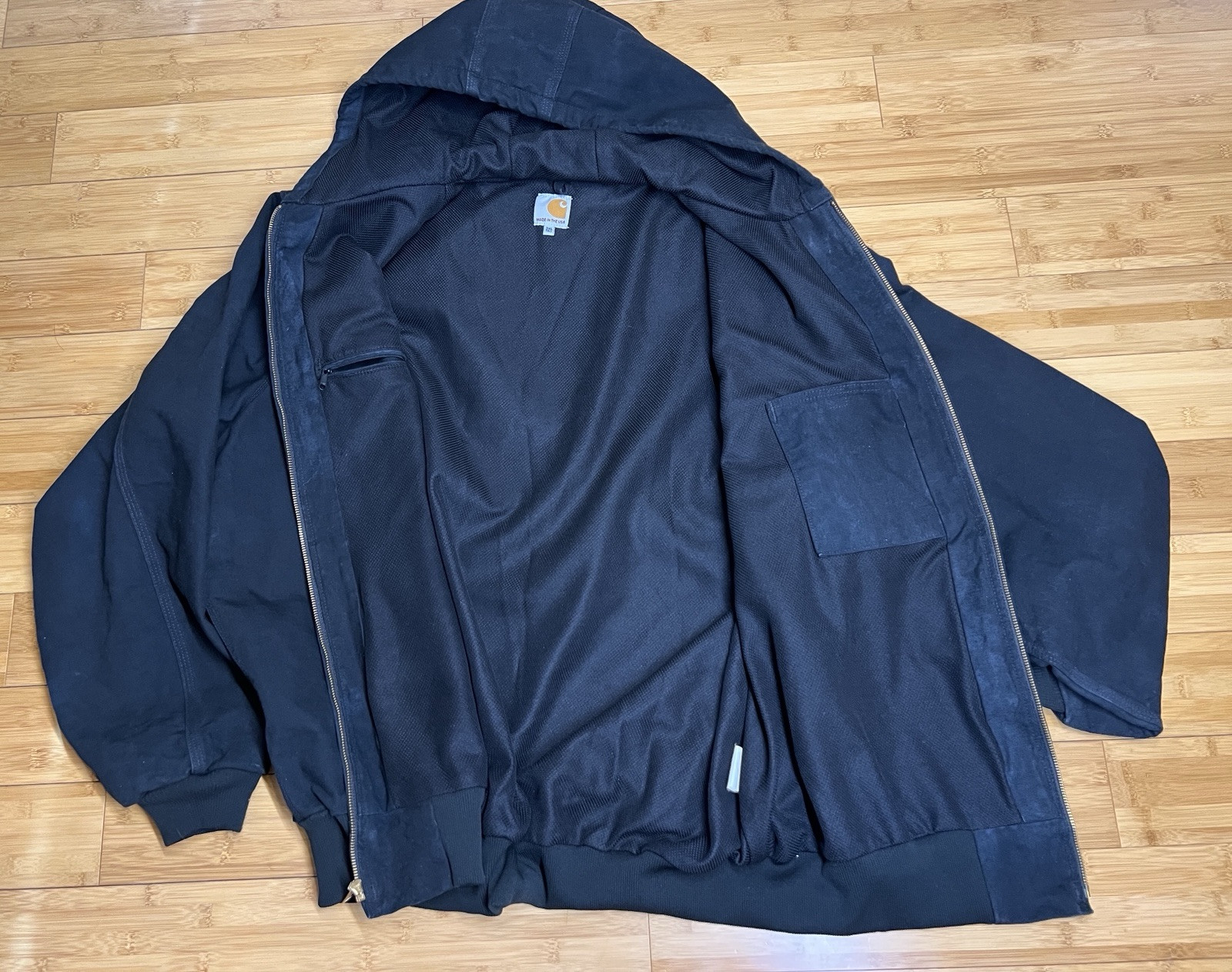 Carhartt Men’s Full-zip lined Hooded Black Canvas Jacket J131, USA|Size:3XL Tall