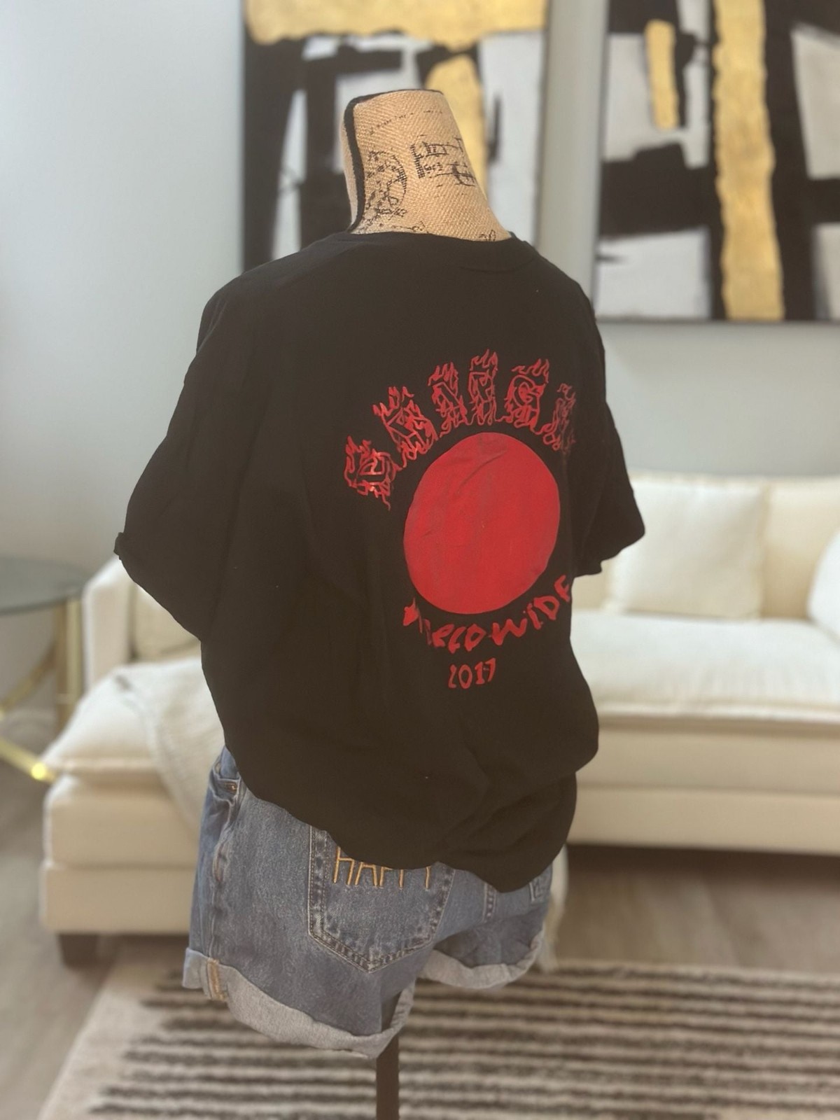 Drip God Worldwide Flame Logo Black Graphic T-Shirt