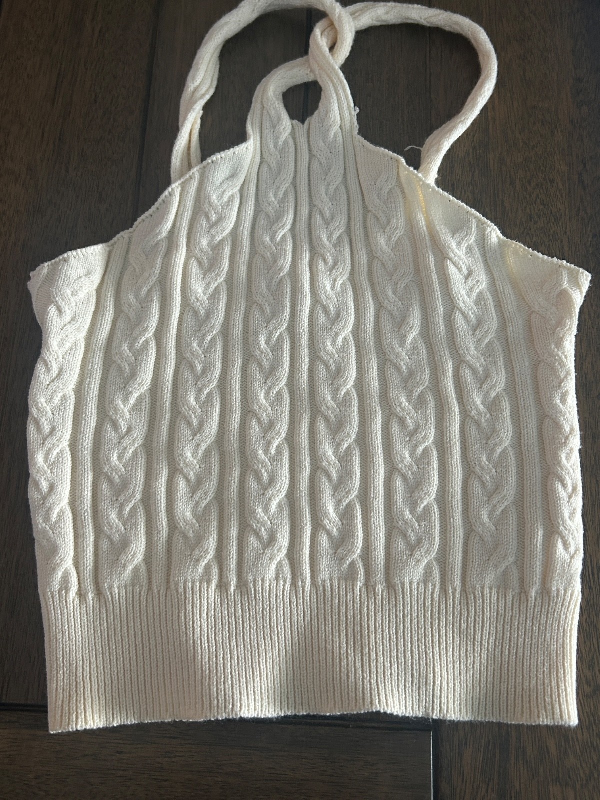 Winnie & Co Cream Cable Knit HalterSleeveless Tank Top Size M/L (AUS 8-10)