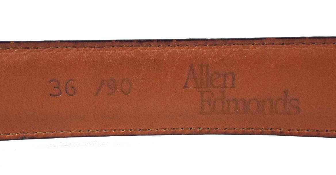 EUC VTG Allen Edmonds Handmade Brown Polished Leather 1 1/8″ Dress Belt Sz36 USA