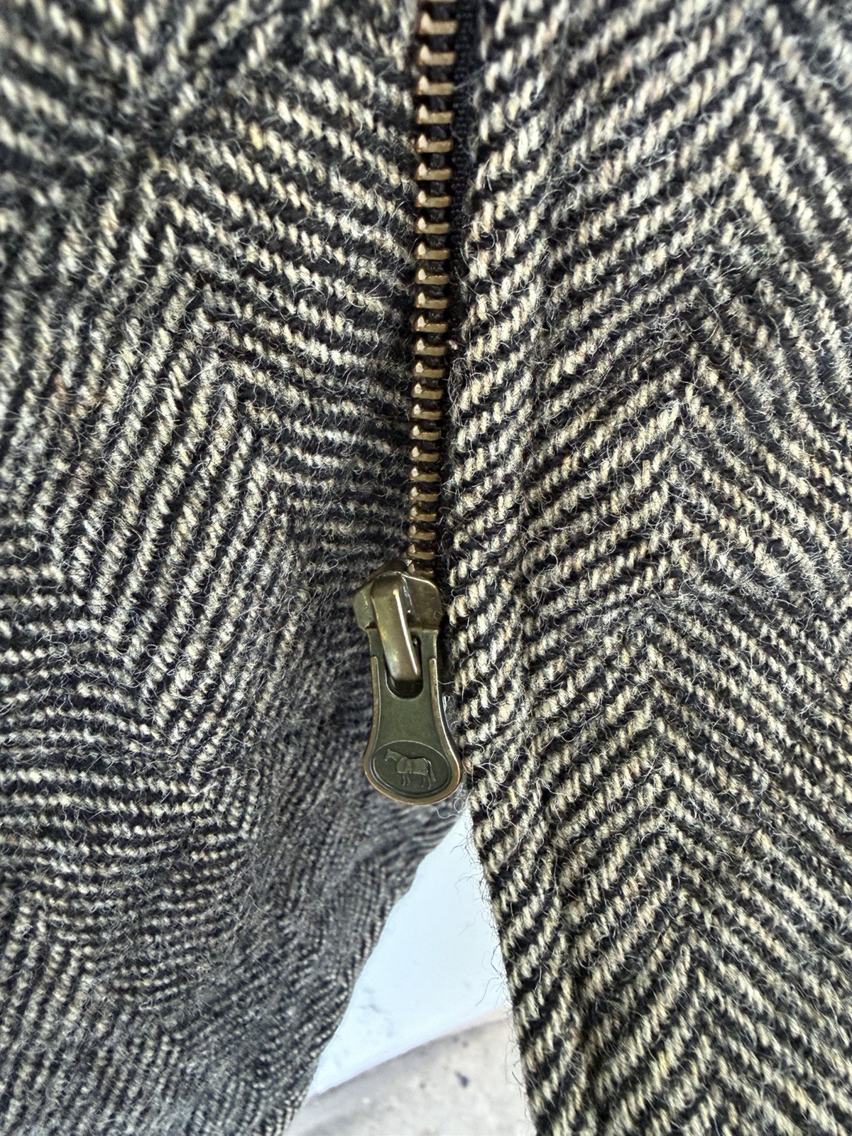 Lavenham Quilted Long Coat Jacket 6 34 Herringbone Made in England Tweed Bomber