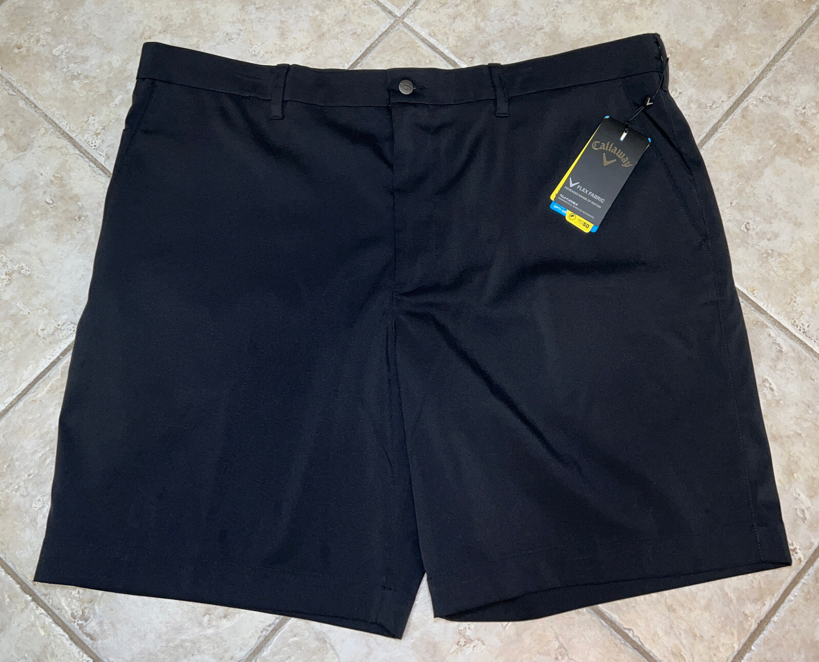 Callaway Stretch Shorts Flex Fabric Opti-Dri Mens 36 Caviar Black UPF 50 NWT